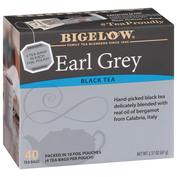 Bigelow Tea Earl Grey Black Tea, Caffeinated, 40 Count (Pack of 6), 240 Total Tea Bags