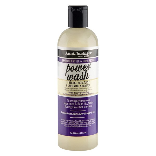 Aunt Jackie's Grapeseed Style and Shine Recipes Power Wash Instense Moisture Clarifying Hair Shampoo, 12 Count