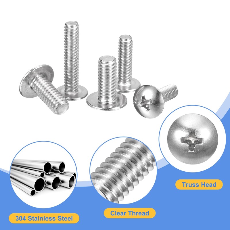 sourcing map #10-24 x 3/8" Truss Head Phillips Machine Screws,