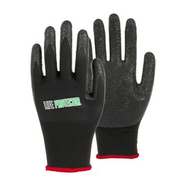 Restaurantware-Life Protector Small Safety Work Gloves, 1 Pair Of Gloves With Crinkle Latex Coating On Palm And Fingertips-13-Gauge, Firm Grip, Black Nylon Protective Handwear, Heavy-Duty