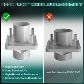 Drive-up Golf Cart Front Wheel Hub Assembly Suitable for EZGO 1979-2001.5 DCS, Medalist, Marathon, ST 350 and Workhorse Golf Carts, OEM 19058-G2