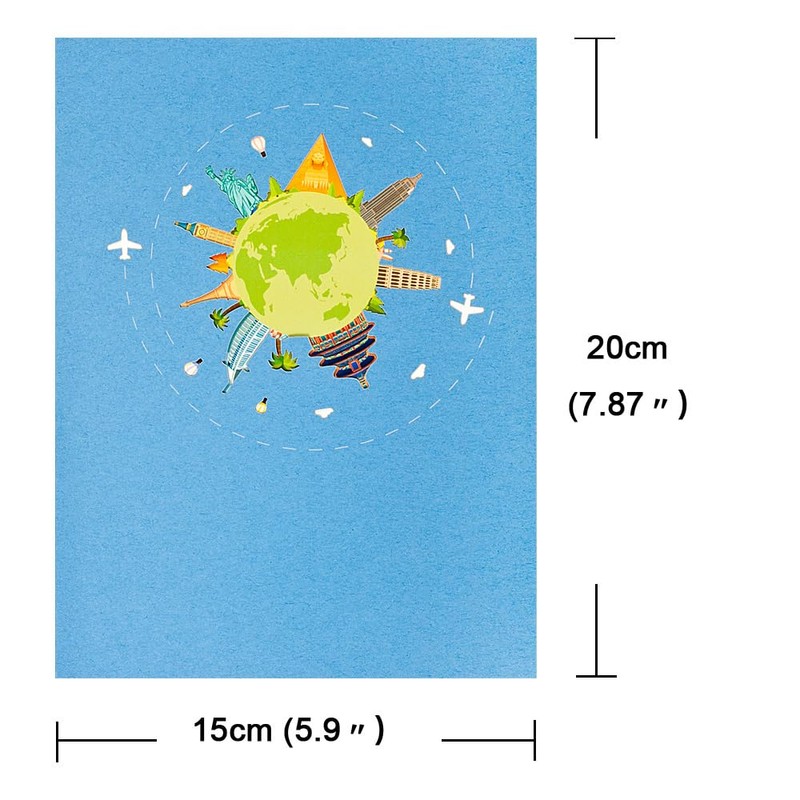 3D travel card, pop-up travel vouchers, travel souvenir card with
