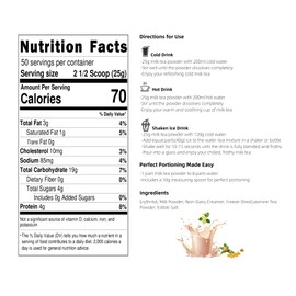 EAST NATURHUS Osmanthus Oolong Milk Tea Powder – 100% Natural Freeze-Dried Instant Tea, Perfect for Hot & Iced Drinks, Desserts & DIY Lattes (0.55lb(250g))