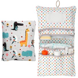 Bolsa Organizadora Portátil para Bebé, Mini Pañalera Plegable para Carriola y Viaje, Ideal para Recién Nacidos, Niños y Niñas, Diseño de Hojas (Animal