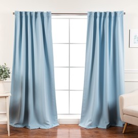 Best Home Fashion Premium Blackout Curtain Panels - Solid Thermal Insulated Window Treatment Blackout Drapes for Bedroom - Back Tab & Rod Pocket – Sky Blue - 52" W x 84" L - (Set of 2 Panels)