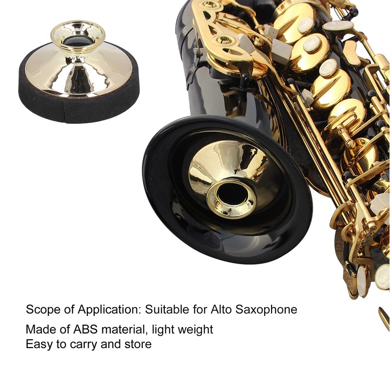 Saxophone Mute, ABS Saxophone Muffler for Children for Beginner(Golden)