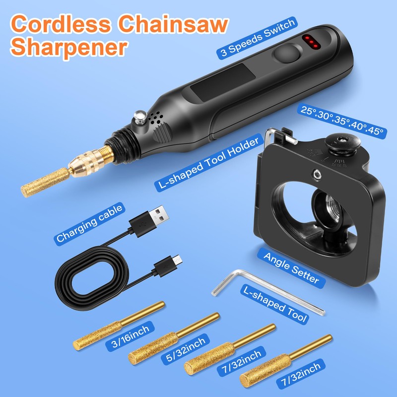 NAZZO Electric Chainsaw Sharpener, Rechargeable Portable Chain Saw Sharpener Tool