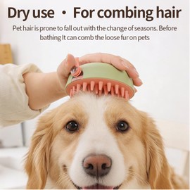 Histotree Dog Bath Brush for Bathing and Shedding Dog Washing Brush with Shampoo Dispenser(150ml) Pet Shampoo Brush for Dogs and Cats Removes Loose Fur Dirt Deep Cleaning