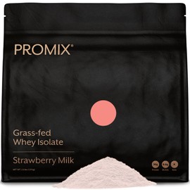Promix Whey Protein Isolate Powder, 31g Grass Fed Whey Isolate, 6.6g BCAAs, Gluten Free, Keto Friendly, Strawberry Milk, 2.5lb