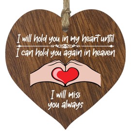 Stuff4 Dark Wooden Heart Sign Plaque - Hold You In My Heart - Hanging Wood Signs Plaques, Thoughtful Sympathy Gifts, Best Memorial Gifts for Lost Loved Ones, Presents for Memorial, In Memory Gifts