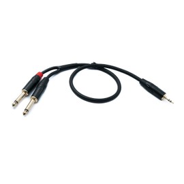 System-S Audio Y Jack Cable 50 cm 2 x 6.35 mm 2 Pin Male to 3.5 mm 3-Pin Male AUX Adapter