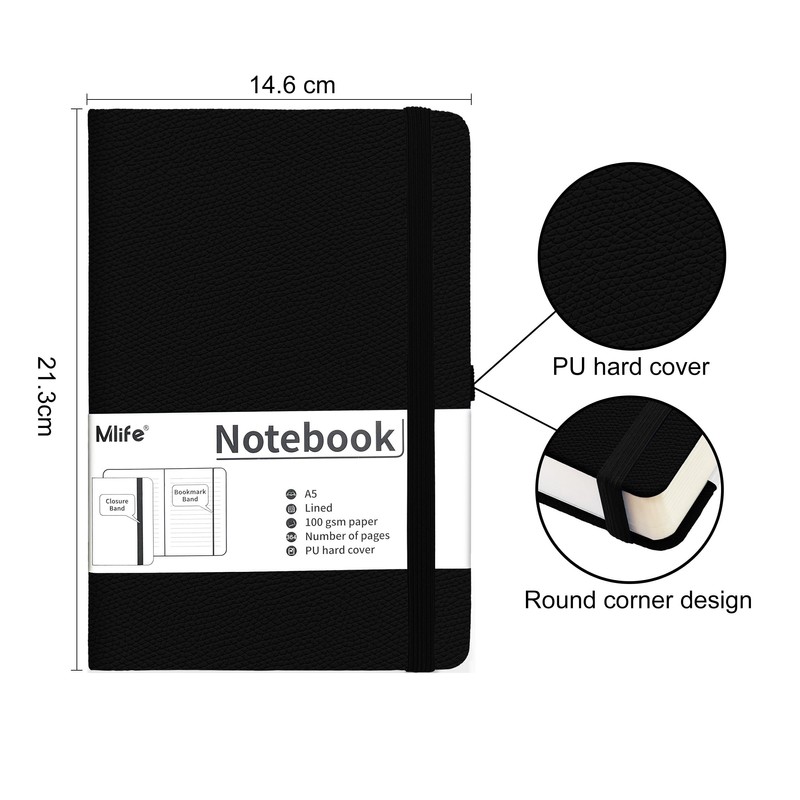 Mlife A5 Thickened Journal Notebook-Lined Notepad with 360 Pages and
