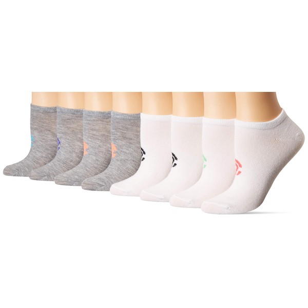 C9 Champion Women's Flat Knit 8 Pack No Show Sock, White and Gray, 5-9