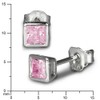 SilberDream SDO704A Women's Silver Stud Earrings Square Zirconia Pink SDO704A