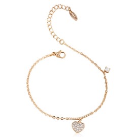 MSPEBEC Women's Bracelet, Adjustable Bracelet, Zircon Bracelet, Heart Shape Crystal Bracelet, Mother's Day Birthday for Ladies Girl Girlfriend Mom, Zirconium, Zirconium