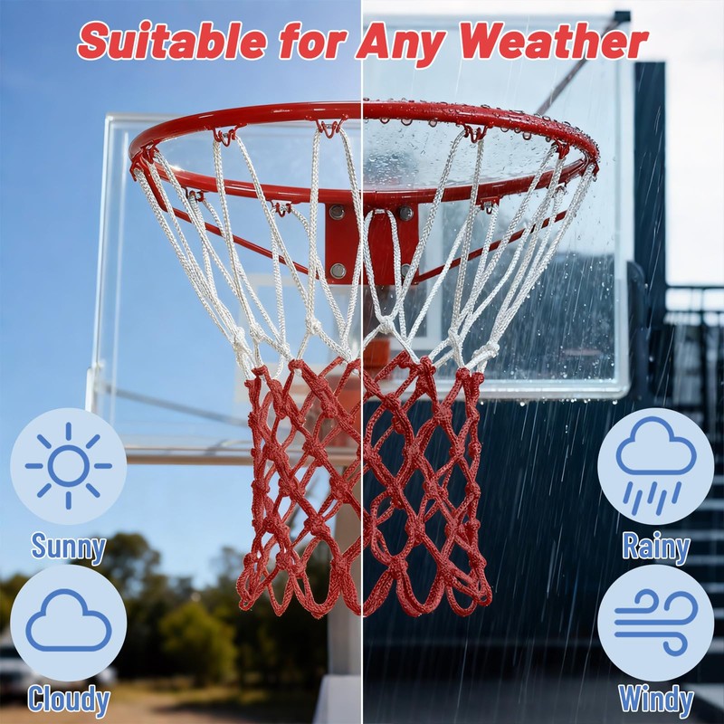 Basketball Net 2 Pack, Heavy Duty Basketball Net Replacement Weather