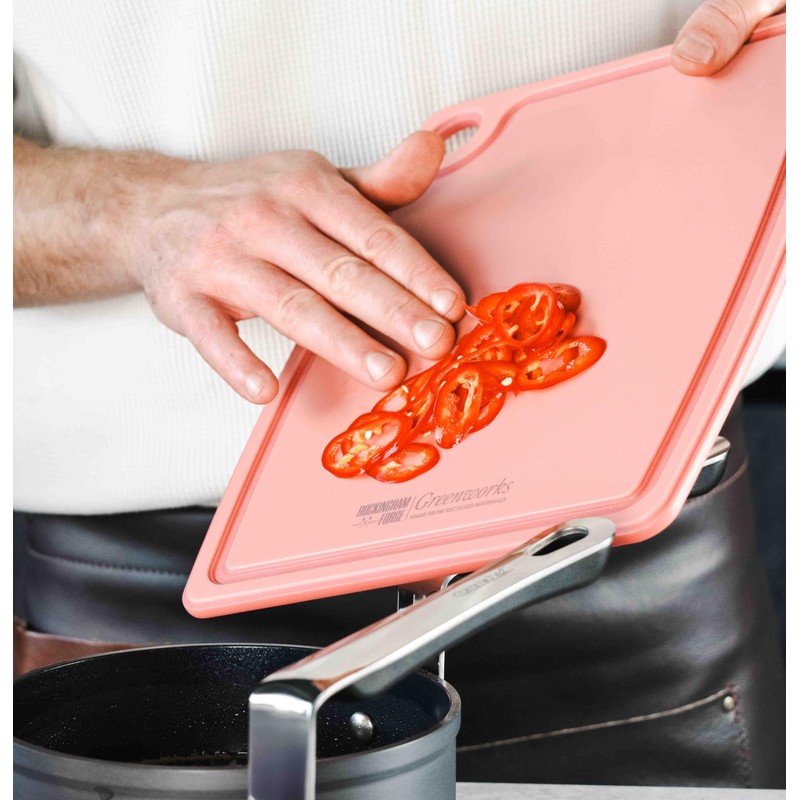 Greenworks Recycled Plastic Chopping Board, 30 x 25 cm, Pink