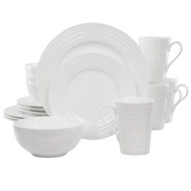 N/A Gibson Elite Pascale 16 Piece Embossed Bone China Dinnerware Set In White