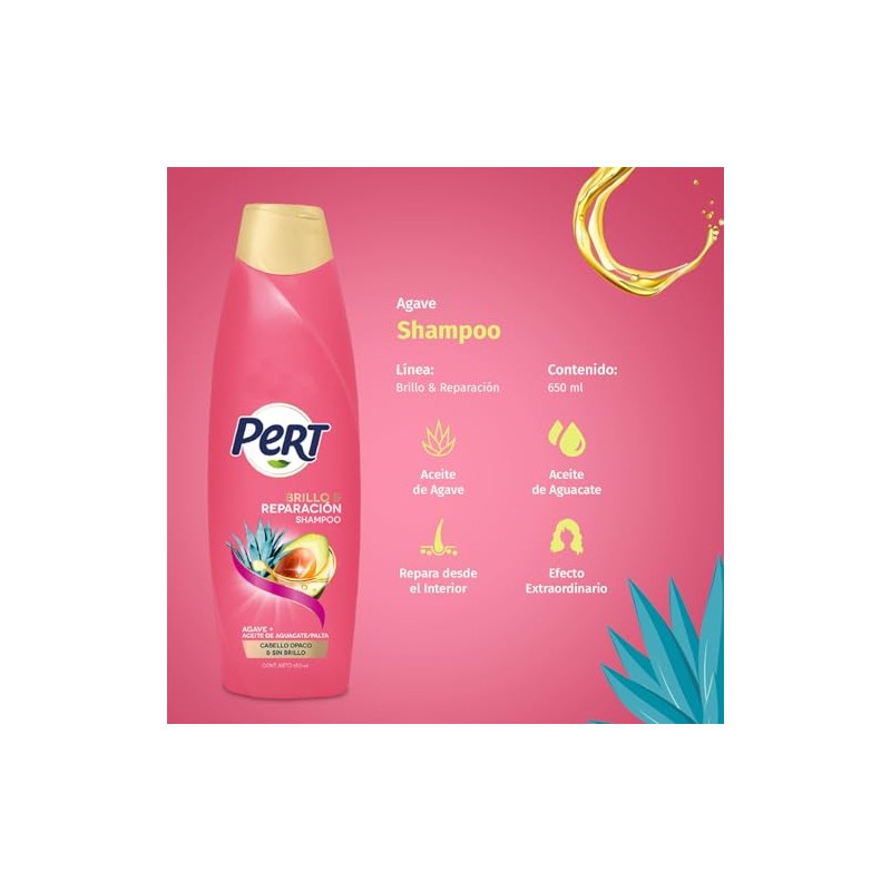 PERT, Shampoo Agave y Aguacate, cabello naturalmente hermoso de la