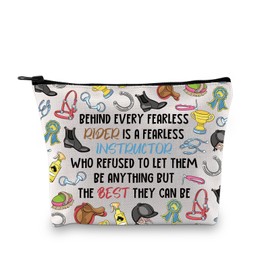 BDPWSS Horse Trainer Gift Riding Instructor Gift Behind Every Fearless Rider is a Fearless Instructor Horse Coach Makeup Bag (Rider Instructor bagCA)
