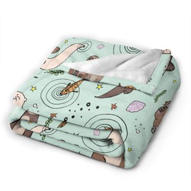 Sea Otters Micro Fleece Blanket Comfy Premium Flannel Fleece Blanket Comfortable Thermal Fleece Blankets Durable Pad Bed Cover Warm Sofa Blanket for All Season