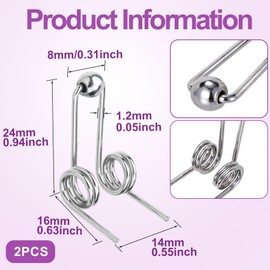 Lekgavd 2pcs Double Return Torsion Springs, Anti-Rust Alloy Hair Curling Replacement Spring for Curling Iron Rod, Hair Rollers Replacement Accessories for Daily, Hairstyling