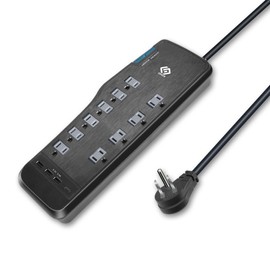OSKOS Surge Protector Power Strip, 10 Outlets, Four USB 3.4A Ports (3A+1C), 6FT Extension Cord, 3540 Joules, 15A/1800W,Wall Mountable, UL Listed