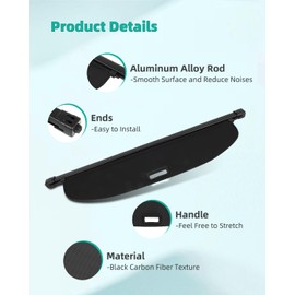 SCITOO Cargo Cover 2019-2024 Fit for Acura RDX 2.0L Upgraded Retractable Rear Trunk Cover with Aluminum PVC&Plastic