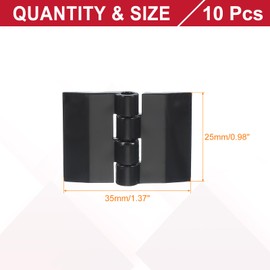 sourcing map Black Plastic Hinges, Acrylic Hinges Small Hinge 35 x 25 mm Transparent Continuous Piano Folding Hinge for Cabinet Crafts Furniture Display Stand Pack of 10
