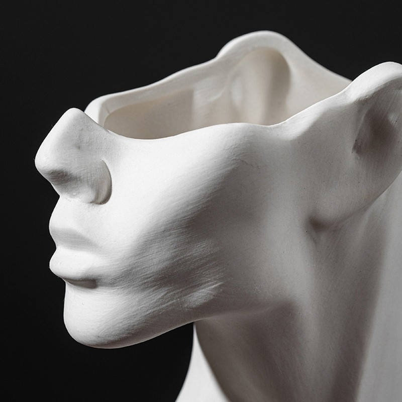 Side Face Portrait Ceramic Vase Living Room Decorative Dried Flower