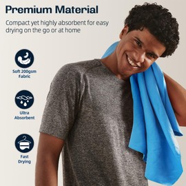 BAGAIL BASICS Toalla de microfibra perfecta para deportes, viajes y playa. Secado rápido, súper absorbente, ultra compacto. Adecuado para camping, gimnasio, playa, natación, mochilero, azul, 32 x 64 pulgadas