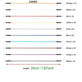 GTIWUNG Pack of 100 Breadboard Cable Wire Bridges, 20 cm Male Cable Jumper Wire Line Male to Male 24AWG Wire Bridges for Arduino and Breadboard, Ten Colours, 10 Pieces Each