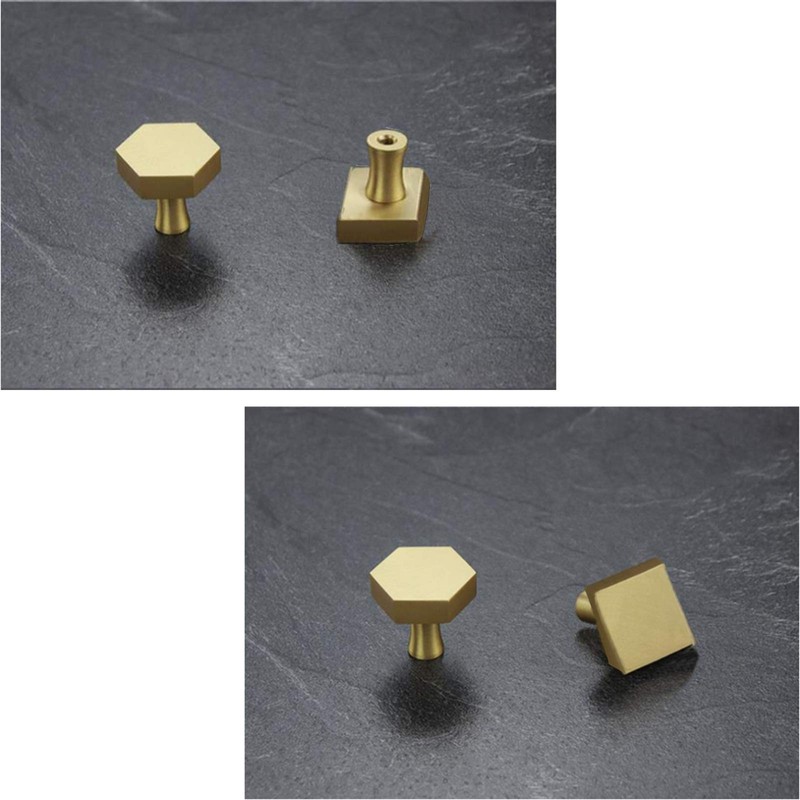 4Pcs Solid Brass Square Knobs, Single Hole Small Knobs Handle,