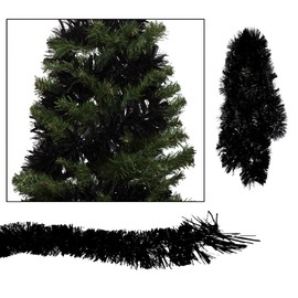 Simply Products 4M Fine Cut Black Christmas Tinsel Garland Decoration