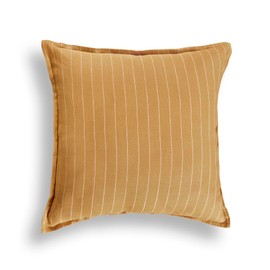 Solino Home Linen Pillow Cover 20 x 20 Inch – 100% European Flax Pinstripe Camel and White Decorative Throw Pillow Cover with Invisible Zipper – Santa Barbara, Accent Cushion Cover