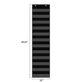 ANCOMEDO 10”W x 48.25”H Classroom Words Pocket Chart with 12 Clear Pockets, Black Standard Pocket Chart for Classroom and Home for Sentence Strips, Reusable Words Hanging Pocket Chart (Black)