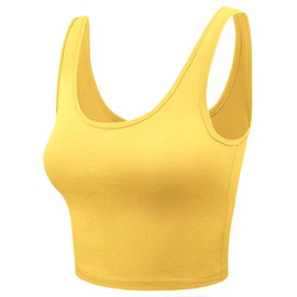 HATOPANTS Women Sleeveless Racerback Crop Tank Top Cami Backless Scoopneck Shirts Yello S
