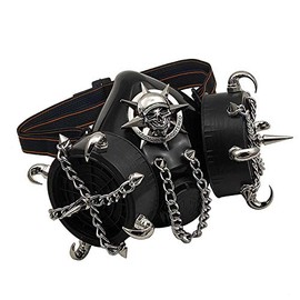 Steampunk Mask Men Masquerade Skeletal Spike Half Face Skull Mask Costume Cosplay (just mask)