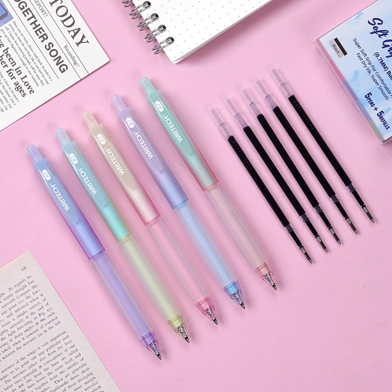 WRITECH Retractable Gel Ink Pens: 0.7mm Fine Point Black-Ink Aesthetic