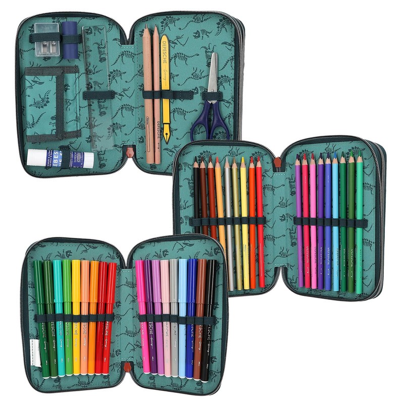 Depesche 11757 Dino World Danger-Filled 3-Compartment Pencil Case with Trex