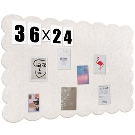 Mooliwe Scalloped Felt Bulletin Board 36 x 24 Inches Foldable Beige Pin Cork Board Alternative for Wall, 3' x 2' Trifold Picture Vision Self Adhesive Bulletin Decorative
