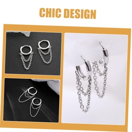 Gatuida Chic Tassel Chain Earrings for Women Non Pierced Safety Pin Ear Danglers Stylish Clip Drop Earrings for Parties Weddings Festivals and Daily Wear