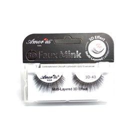 AMOR US 3D Effect Faux Mink False Eyelashes Multi Layered Eye Lashes Pick 1 Type + Earring (3D-43)