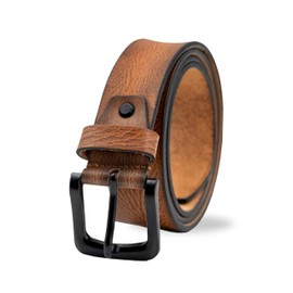 Glamicci Men’s Real Leather Casual Belts, Trim to Fit | Leather Belts for Men | Mens Leather Belts -1.5"/38mm Wide, To fit up to-40” Waist| Strap;125cm/48”-RB2 (TAN MILLED PRNTD)