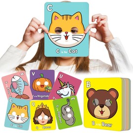26 Pcs Alphabet Letter ABC Flash Cards,Animal Mask,Alphabet Learning Toys,Educational Toys for  Learning Activities Birthday Party Flashcard