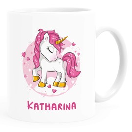 SpecialMe® Kinder-Tasse Kunststoff Einhorn personalisierte Namenstasse für Kinder Jungen Mädchen weiß Kunstoff-Tasse