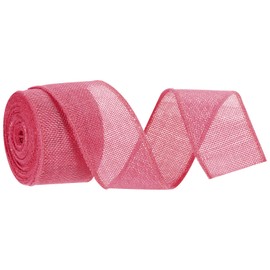 MECCANIXITY Burlap Ribbon Fabric Wired Edge Ribbons Rose Red 2 Inch x 10 Yard Wired Ribbon for Gift Wrapping, Bow, Wreath, Christmas Tree, Flower Bouquet