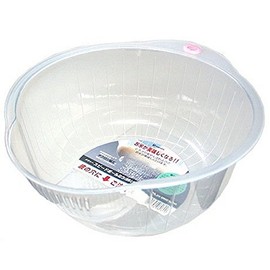 4X Inomata Japanese Rice Washing Bowl with Side and Bottom Drainers, White