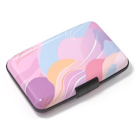 Atufsuat Card Holder Credit Cards Holder for Women RFID wallet women Business Card Holder Wallet Mini Aluminum Card Wallet RFID Blocking Slim Metal Hard Card for Women, Wave Pattern