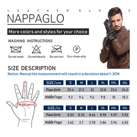 Nappaglo Men's Genuine Touchscreen Nappa Leather Gloves Driving Winter Warm Mittens (M (Palm Girth:8"-8.5"), Black (Touchscreen))